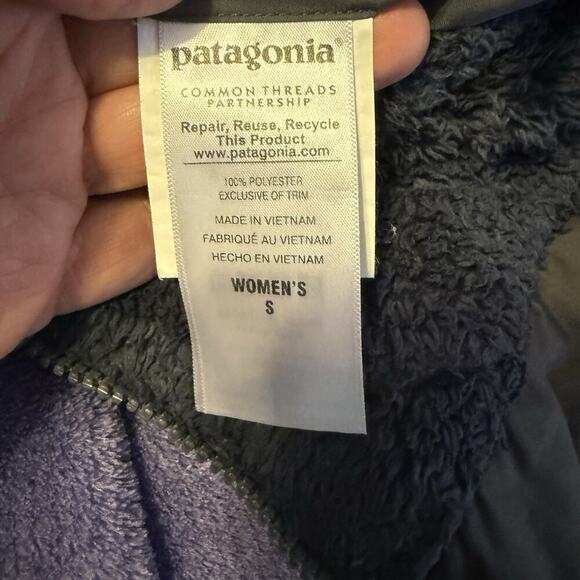 Women's Patagonia Los Gatos Hooded Quilted Blue & Gray Vest Reversible Sz Small - Picture 10 of 12
